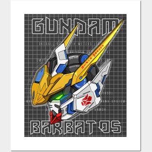 Gundam Barbatos Original Colors Blueprint Grey Posters and Art